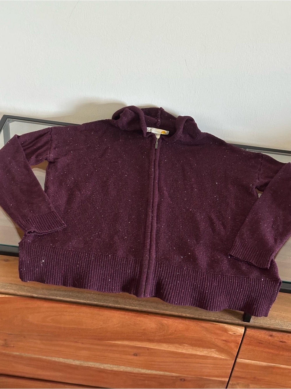 C&C California Merino Wool Alpaca Speckled Hoodie Damson Amaranth Plum Sweater